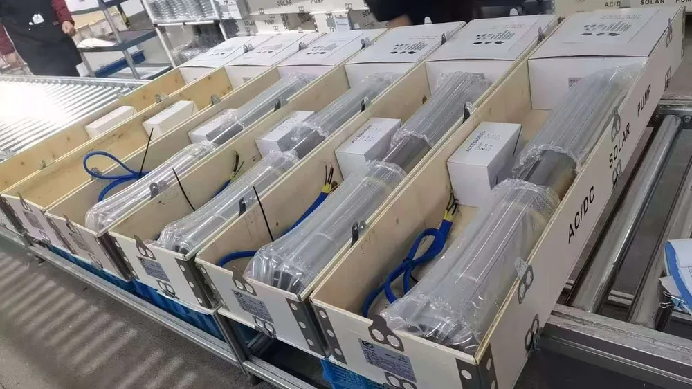 Pumps packed and palletised ready for shipment