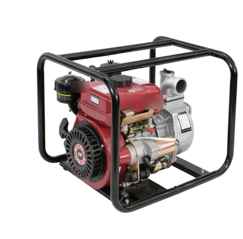 Portable diesel water pump with steel frame for farm irrigation